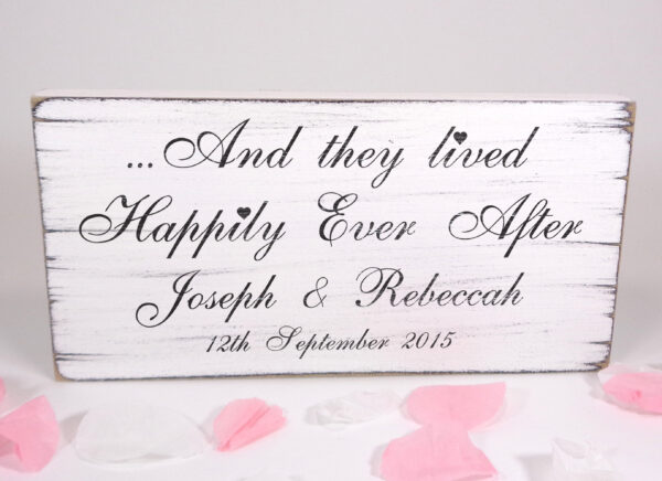 personalised happily ever after vintage wedding sign.