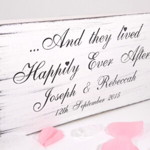 personalised happily ever after vintage wedding sign.