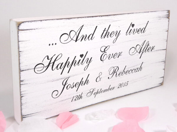 personalised happily ever after vintage wedding sign.