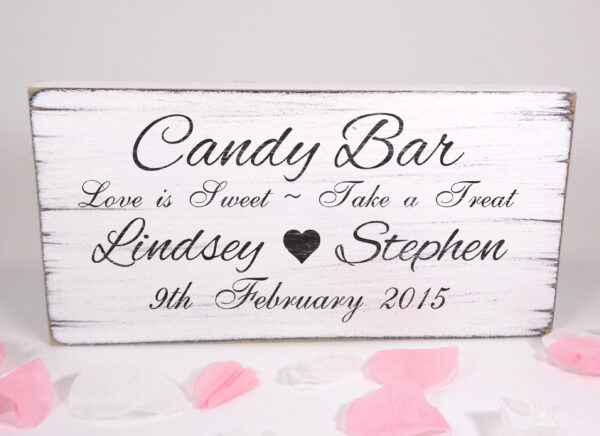 personalised candy bar wedding sign