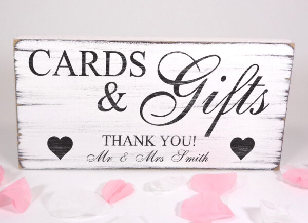 personalised cards & gifts wedding sign