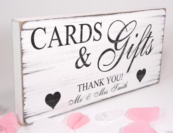 personalised cards & gifts wedding sign