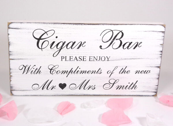 personalised cigar bar wedding sign