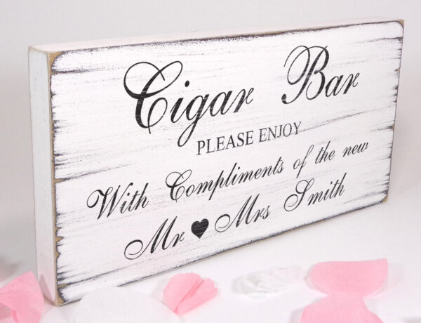 personalised cigar bar wedding sign