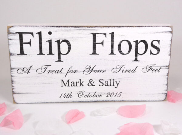 personalised flip flops wedding sign