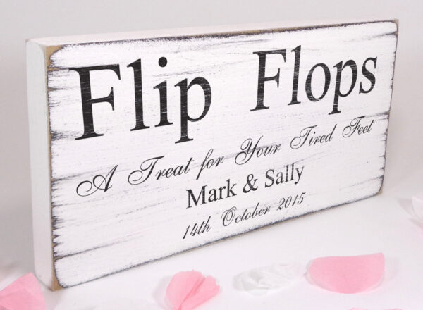 personalised flip flops wedding sign