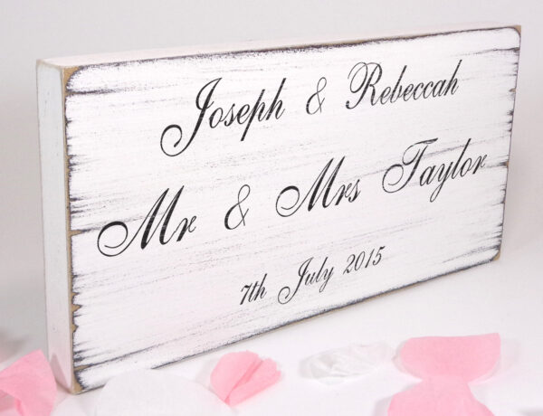 personalised vintage wedding sign.