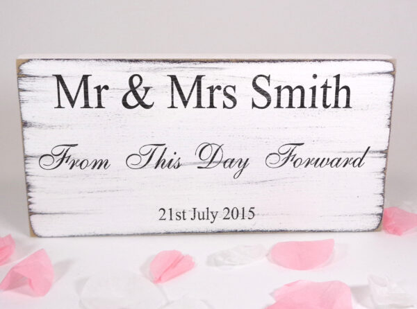 personalised from this day forward vintage wedding sign.