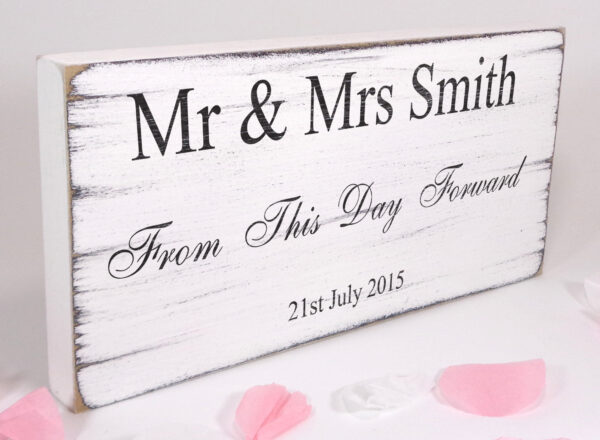 personalised from this day forward vintage wedding sign.