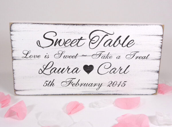 personalised sweet table wedding sign