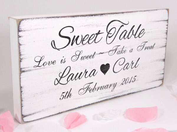 personalised sweet table wedding sign