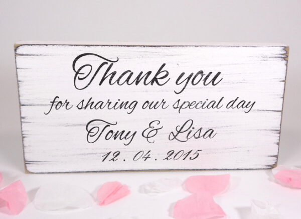 personalised Thank you wedding sign