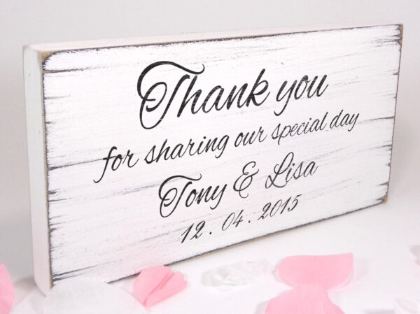 personalised Thank you wedding sign