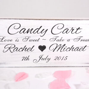 personalised candy cart vintage wedding sign.