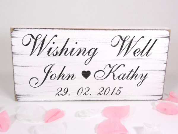 personalised wishing well wedding sign